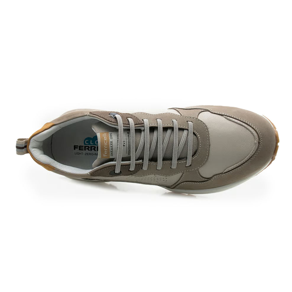 Ferricelli Tenis Casual X565200-CHM99A CinzaPalha Couro -1-